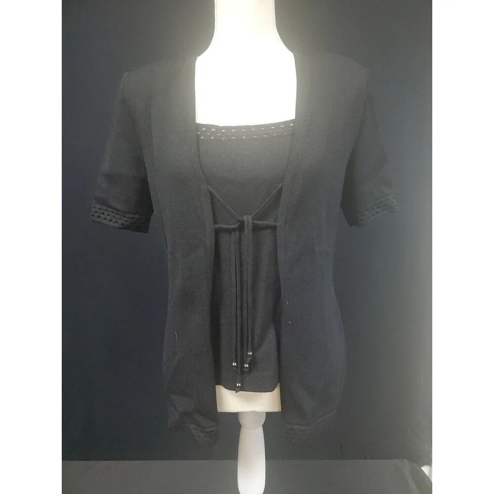 St. John Collection Santana Black Knit Sweater (Size 2) Tank (Size P) Set